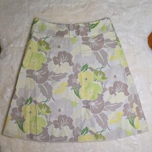 Express Floral A-Line Skirt - Green and Yellow